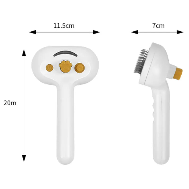 White pet grooming brush with water spray function for cats and dogs grooming