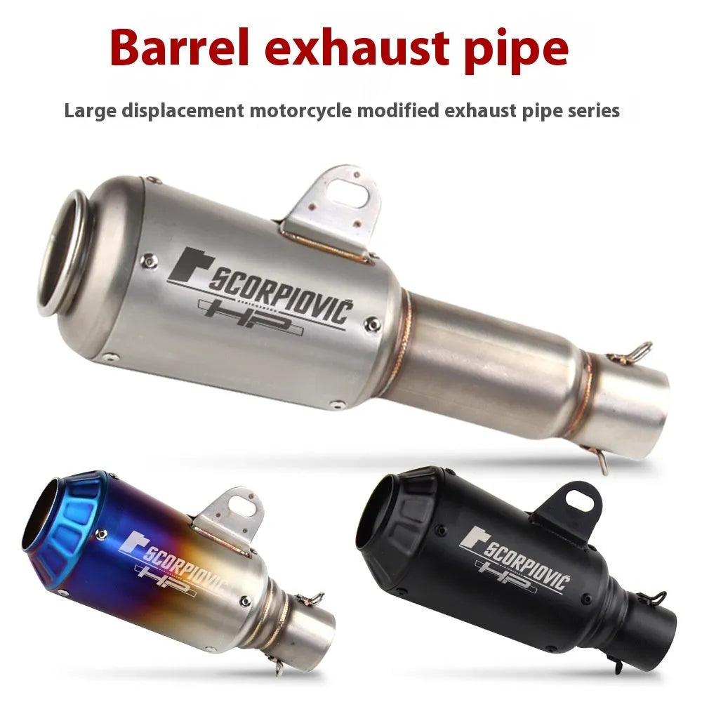 Universal motorcycle racing exhaust pipe in stainless steel with flower cover design