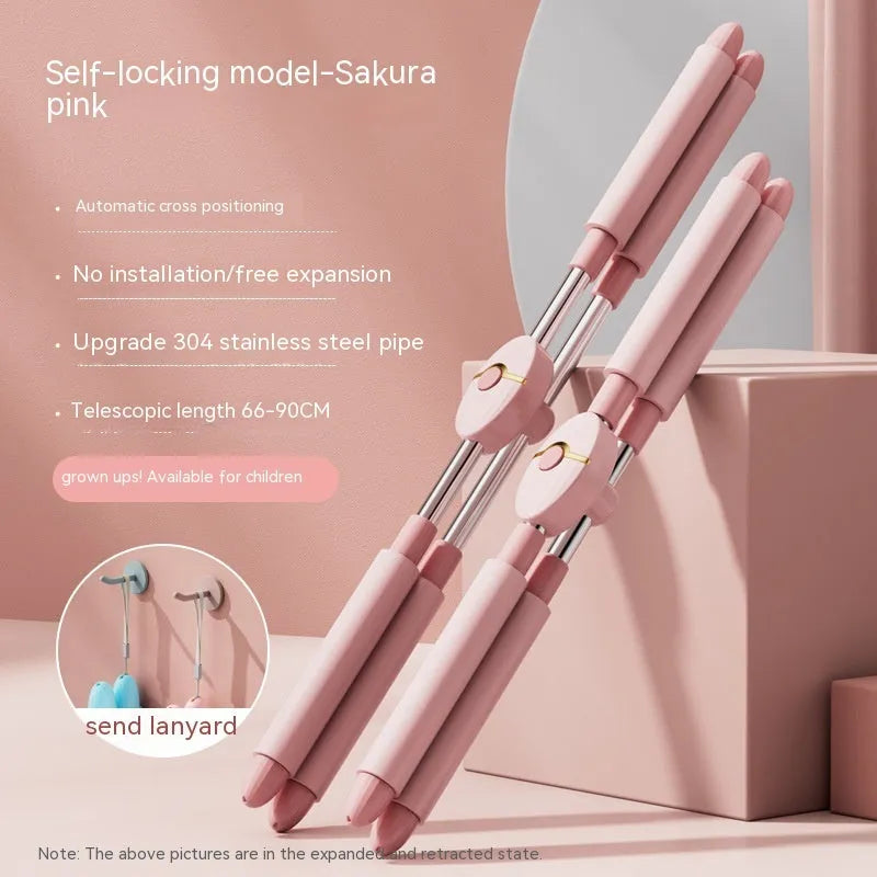 Children's adjustable open back fitness stick in pink or blue for yoga and body shaping