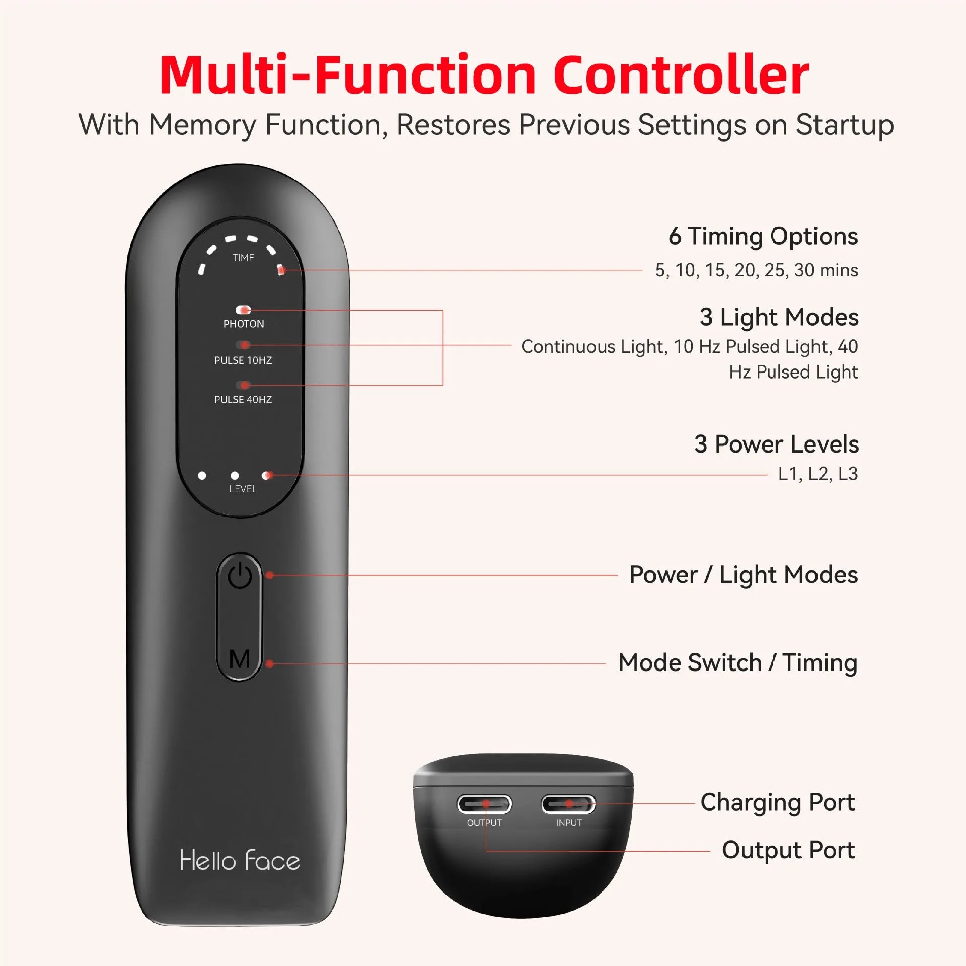 Deep sky blue neck massager mask with controller for red light hot compress and pulse physiotherapy
