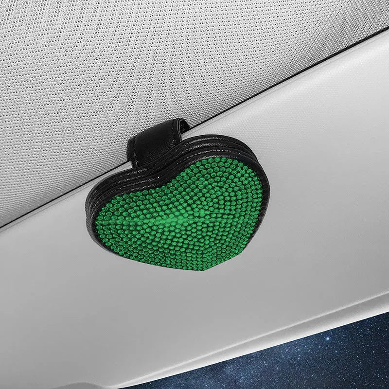 Magnetic PU leather car sun visor storage clip in a choice of seven diamond colours
