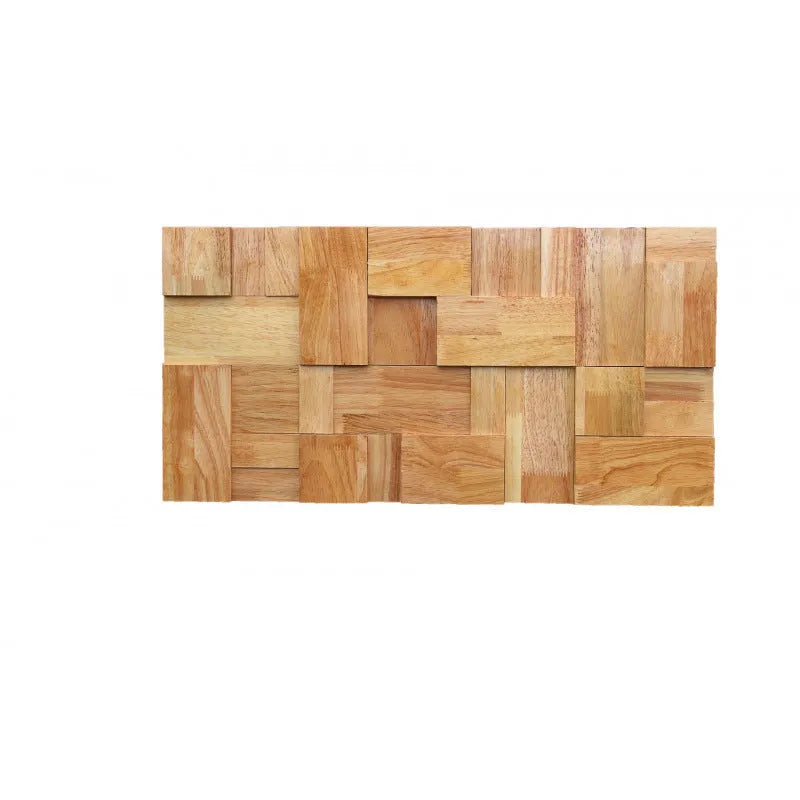 Retro 3D solid wood mosaic patch stereo background wall sticker in 300x300mm natural wood finish