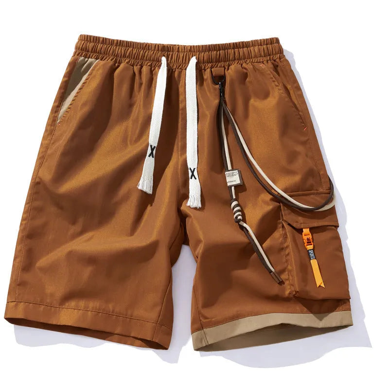 Men's loose fit plus size sports shorts in bamboo fibre, shown in coffee colour.