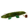 Green plush alligator catnip toy measuring 35 cm long with plant-based construction