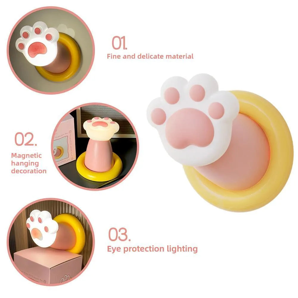 White cat paw shaped touch control rechargeable LED desk lamp with dimmable light