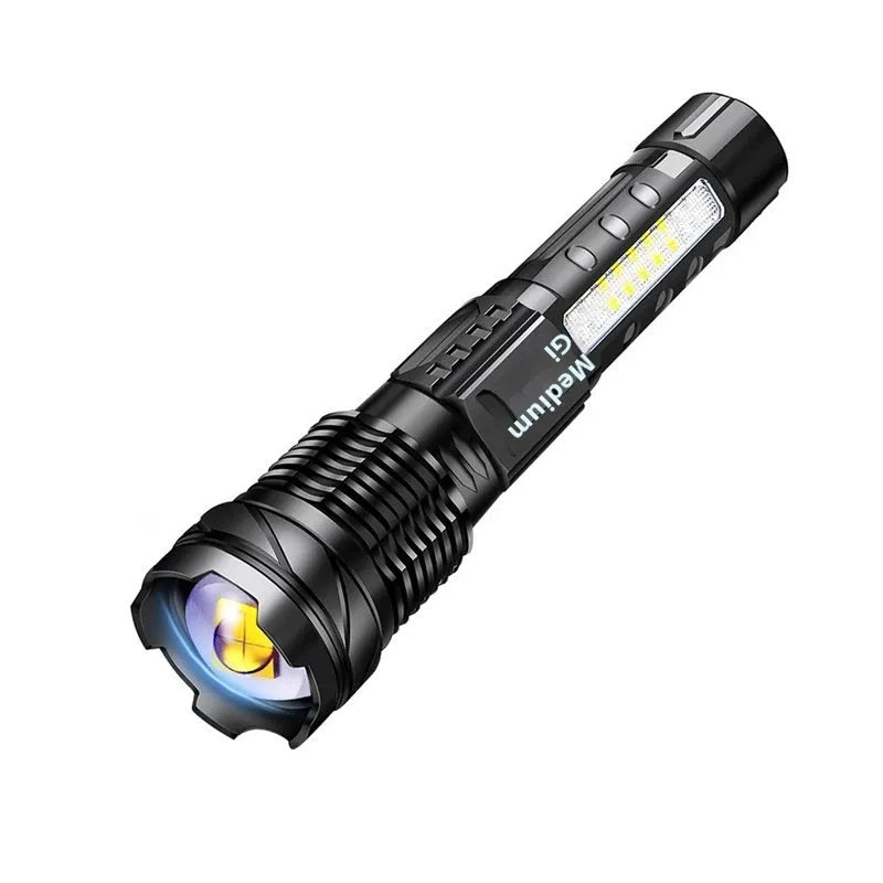 Handheld aluminium alloy power torch with telescopic zoom and 30W LED