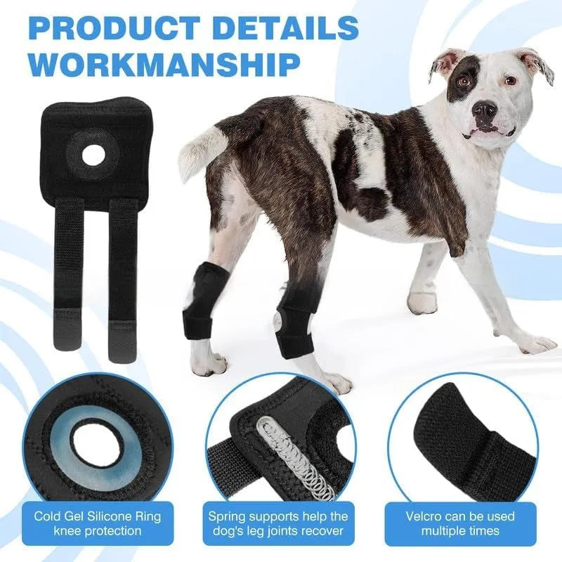 Black polyester pet leg guard for dog or cat ACL ligament tear rehabilitation support