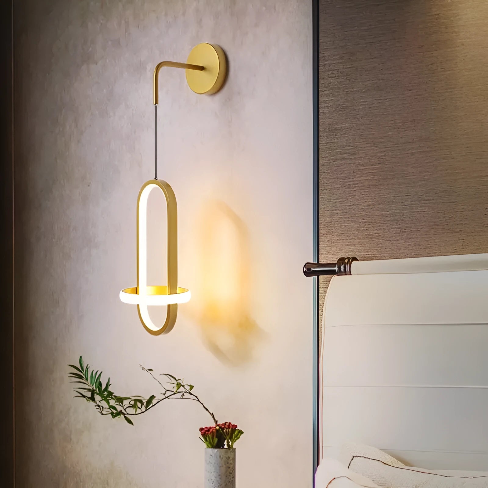 Nordic wall-mounted bedside lamp with iron shade in gold or black colour