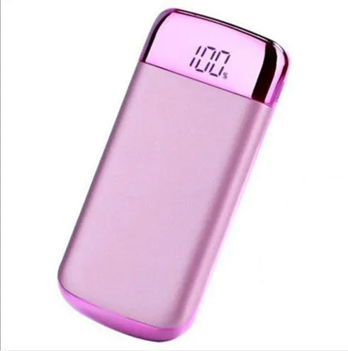 Square alloy-cased power bank with digital display and multiple USB ports in five colour options.
