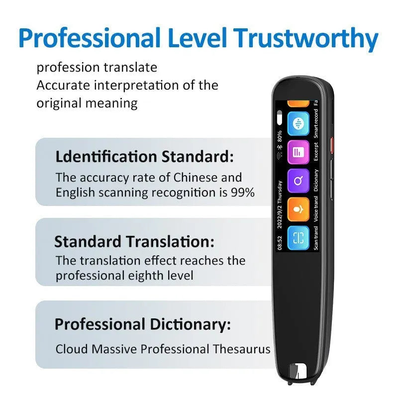 S3 Black offline scanning translation pen with zinc alloy body and USB data line