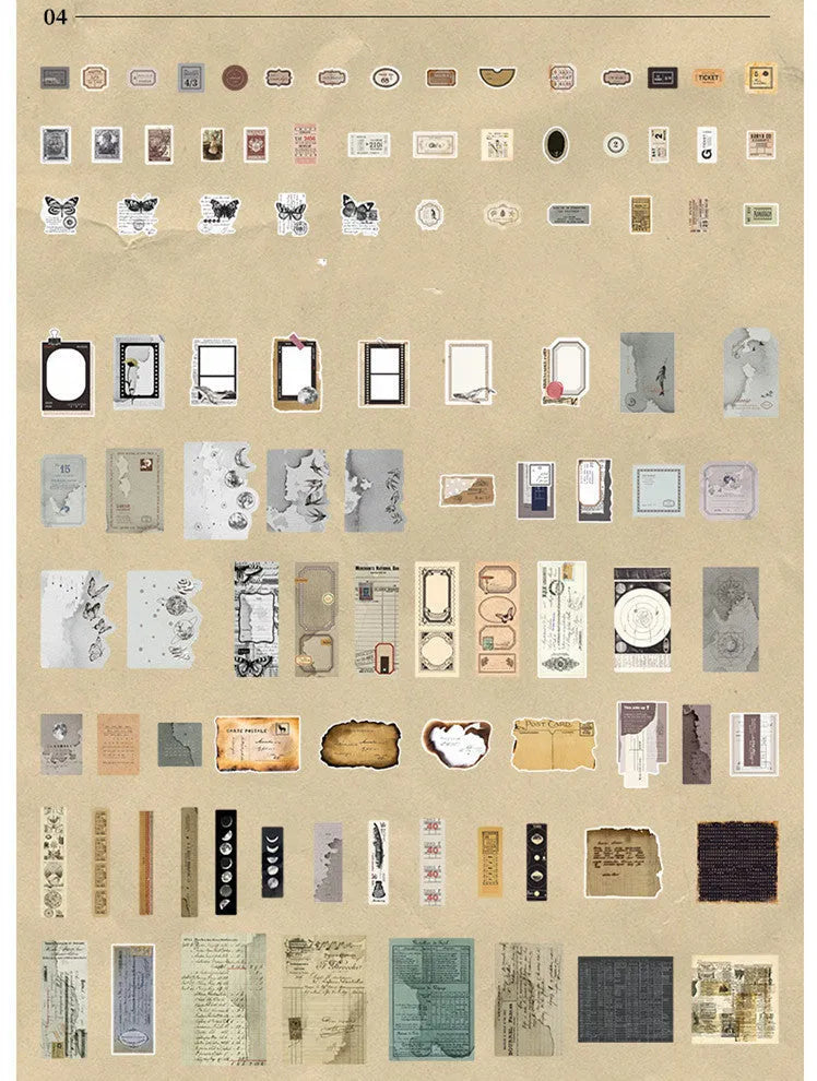 Cloud Book Series DIY material sticker pack containing 200 sheets in four literary designs.