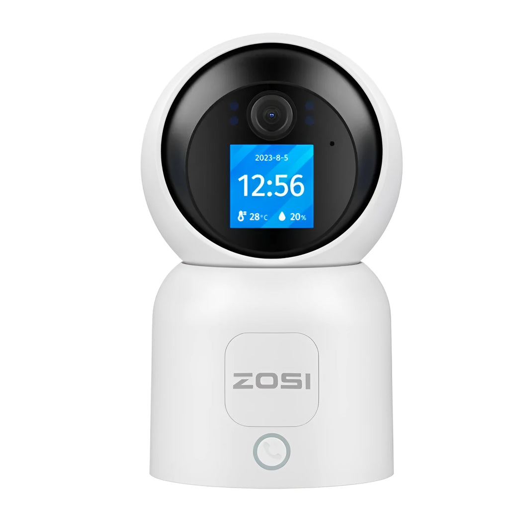 Zhou Shi white plastic wireless indoor security camera mounted on a wall bracket