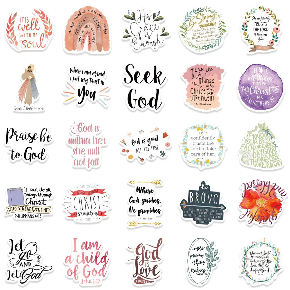 Pack of 50 assorted graffiti-style decorative stickers with random printed patterns.
