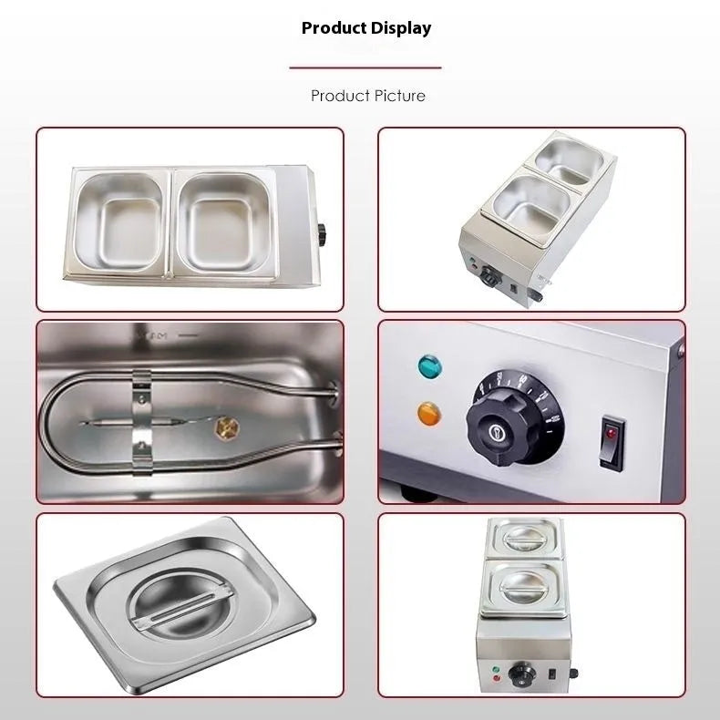 Commercial electric chocolate melting machine with double pot water insulation heating system.