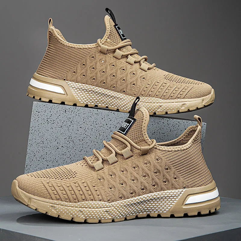 Men's mesh casual shoes in six solid colours including Army Green, Black, Dark Gray, Khaki, Light Gray and White