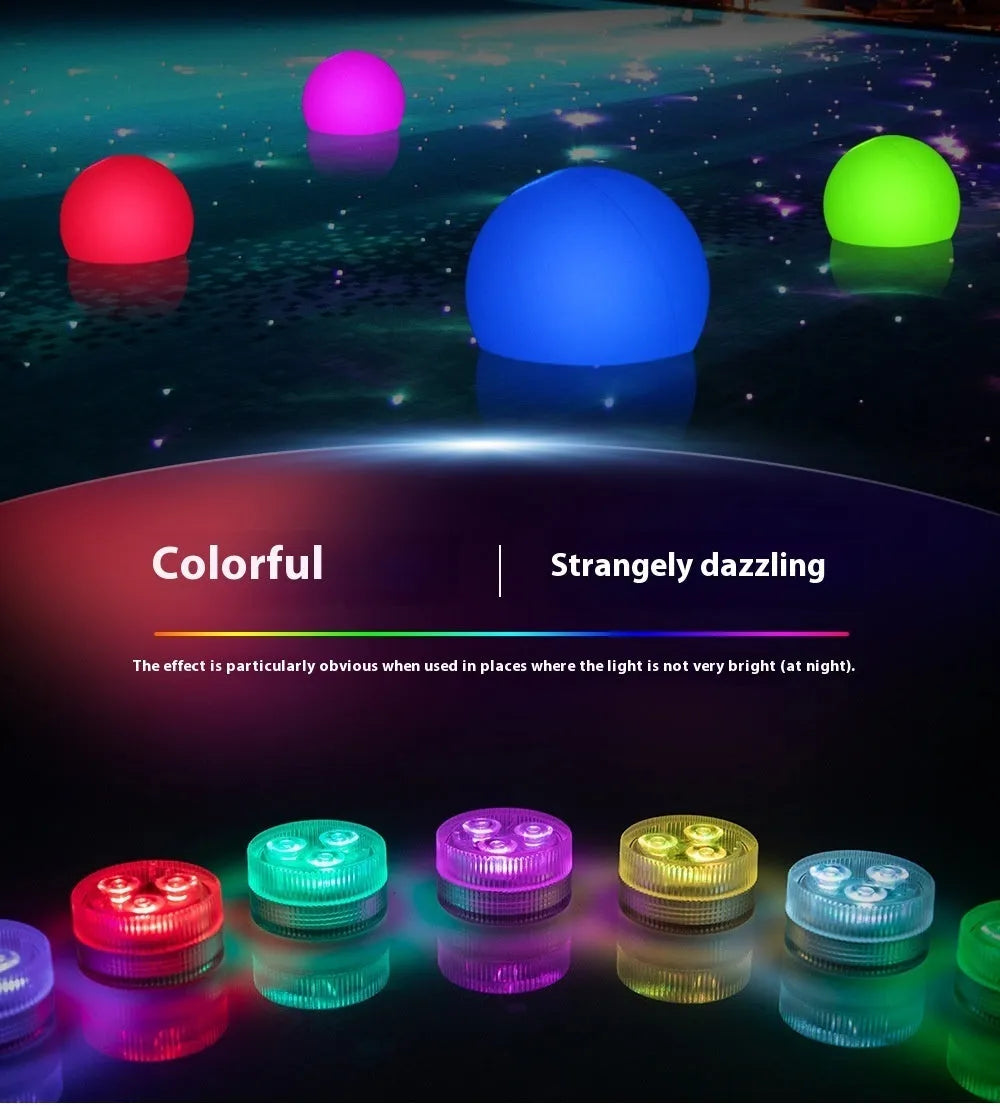 LED waterproof remote control fish tank diving light with plastic shell and 3 LED beads, 35x18mm
