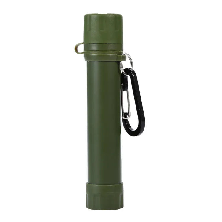 18cm outdoor portable water filter straw in army green and blue for camping hiking emergency survival