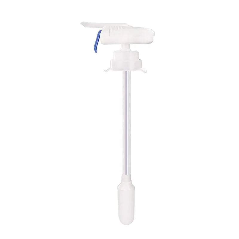 Manual electric pumping water device for beverages with PP silicone straw and blue press handle.