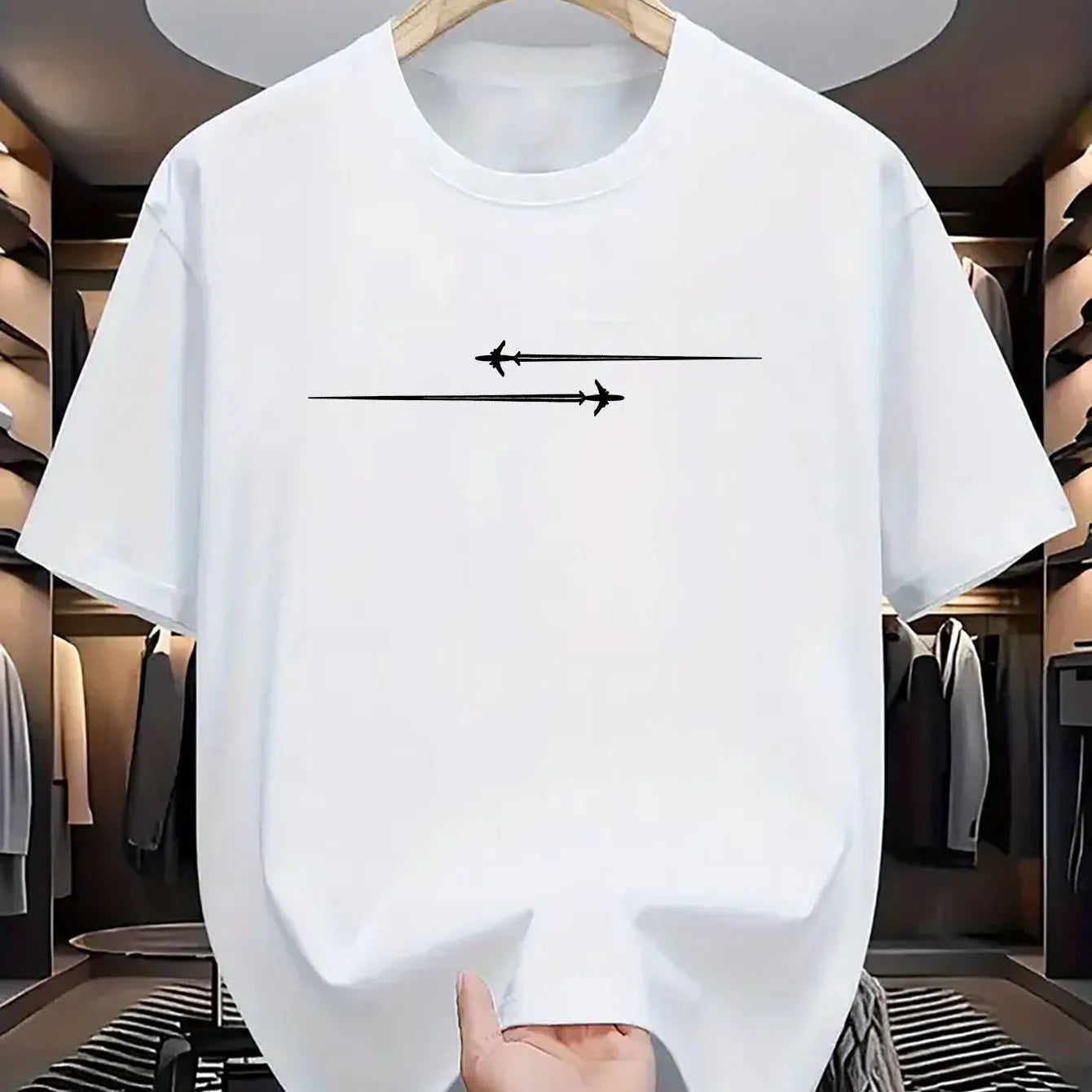 Printed cartoon pattern sports T-shirt in cotton blend fabric with round neck and loose fit