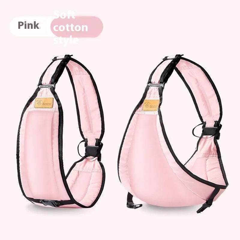 Cloth baby carrier waist stool for children, shown in black, green, grey, or pink colour options.