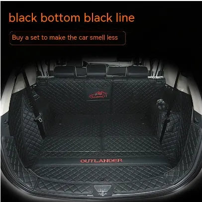 Custom 3D boot liner mat for Mitsubishi Outlander, shown in a black and beige colour combination.