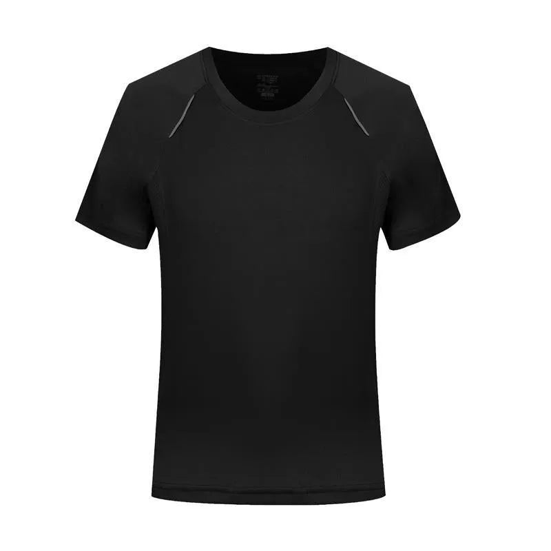 Slim fit quick-drying T-shirt in polyester viscose blend fabric with round neck and short sleeves