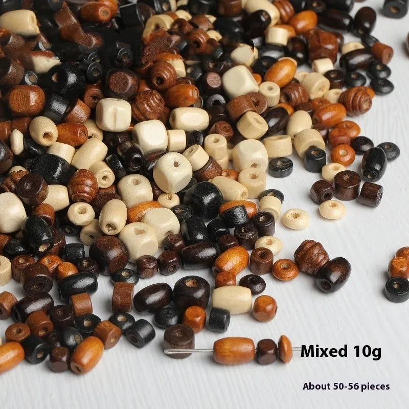 Vintage solid wood scattered beads in mixed colours for DIY jewellery making