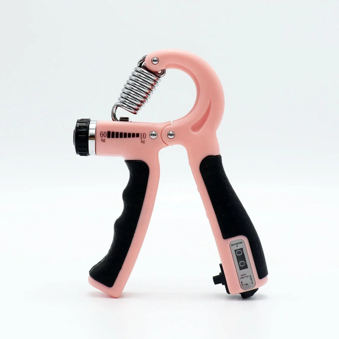 Adjustable hand grip with mechanical counter, ABS and stainless steel, 16cm x 12cm