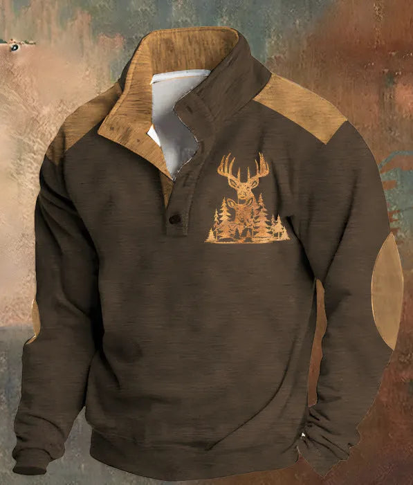 3D digital printing loose fit four-button long-sleeved polyester sweater in multiple colour options