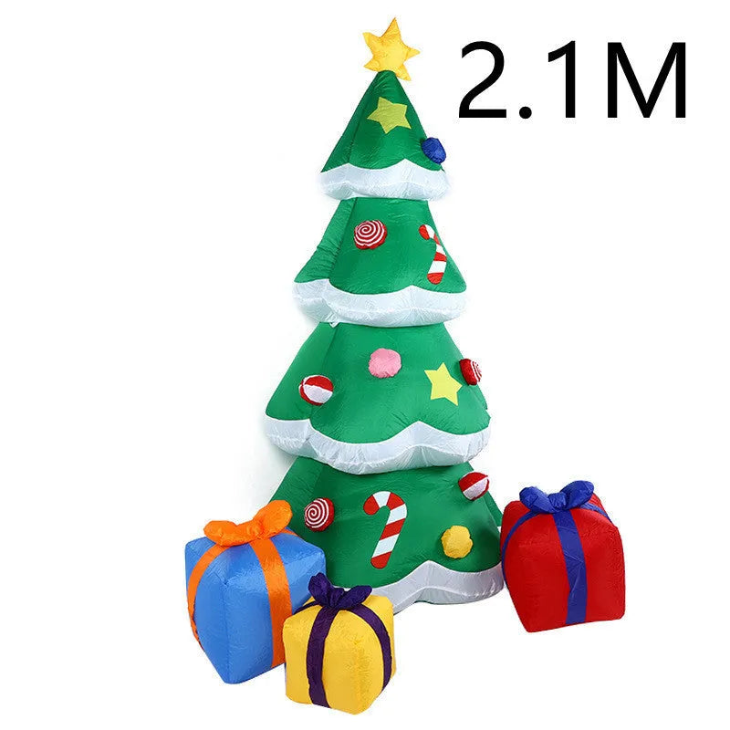 Glowing LED inflatable Christmas decoration showing Santa, tree, or snowman for outdoor garden use