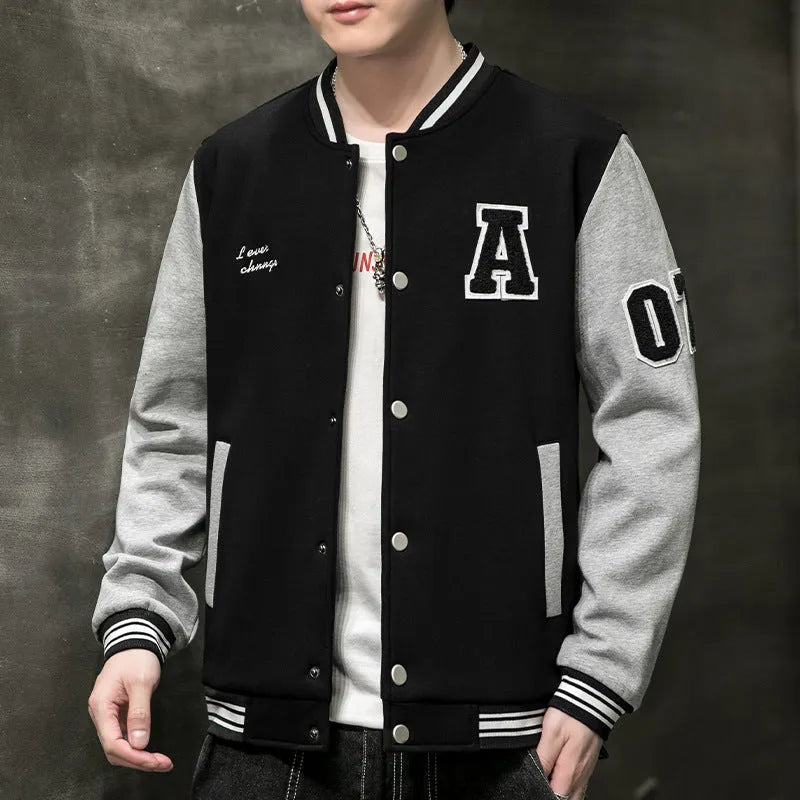Men's baggy casual jacket top in black, made from polyester, with relaxed fit for leisure