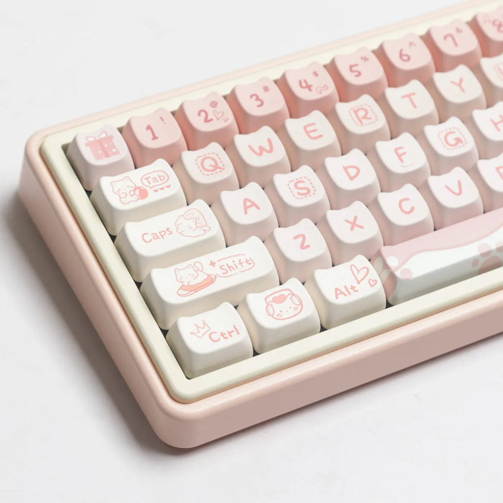 Full set of PBT sublimation keycaps for mechanical keyboards showing over 98 keys