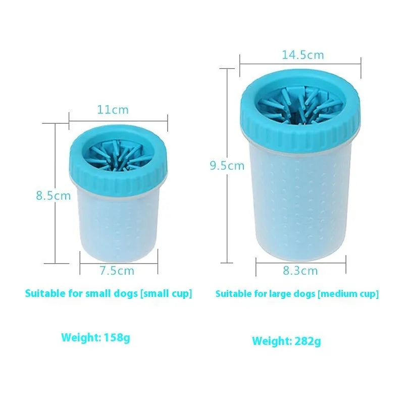 Blue silicone dog paw cleaning wash bucket for pet foot hygiene