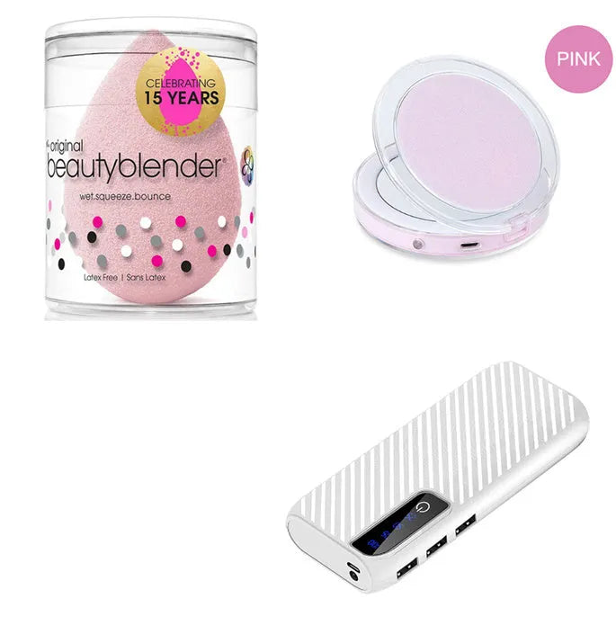 20000mAh portable power bank in black, blue, pink, or white with dual USB outputs