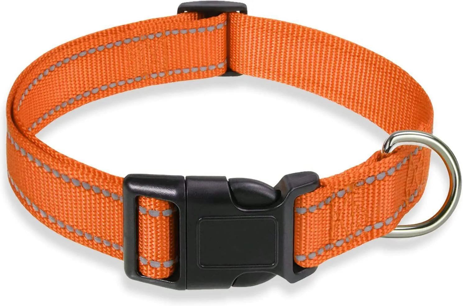 Adjustable chest strap dog collar in nylon material showing colour options