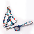 Polyester dog haulage vest and traction rope set in blue colour with size options