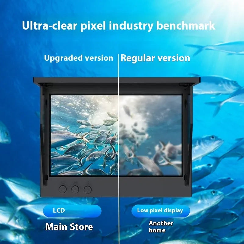 Fish finder underwater HD camera with 4.3-inch screen, temperature sensor, and long video cable.