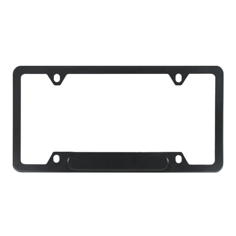 Aluminium alloy minimalist car licence plate frame in black with round hole pattern