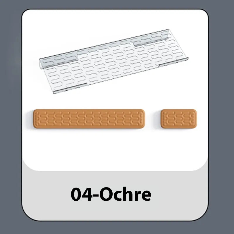 Double-sided memory foam keyboard and mouse pad with wrist support in various colours.