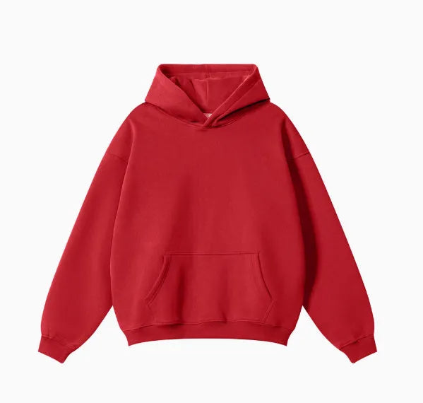 Men's cotton terry hooded sweater in loose fit with drop shoulder sleeves