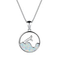 Geometric sea fishtail pendant necklace with electroplated white gold finish and round decorative elements