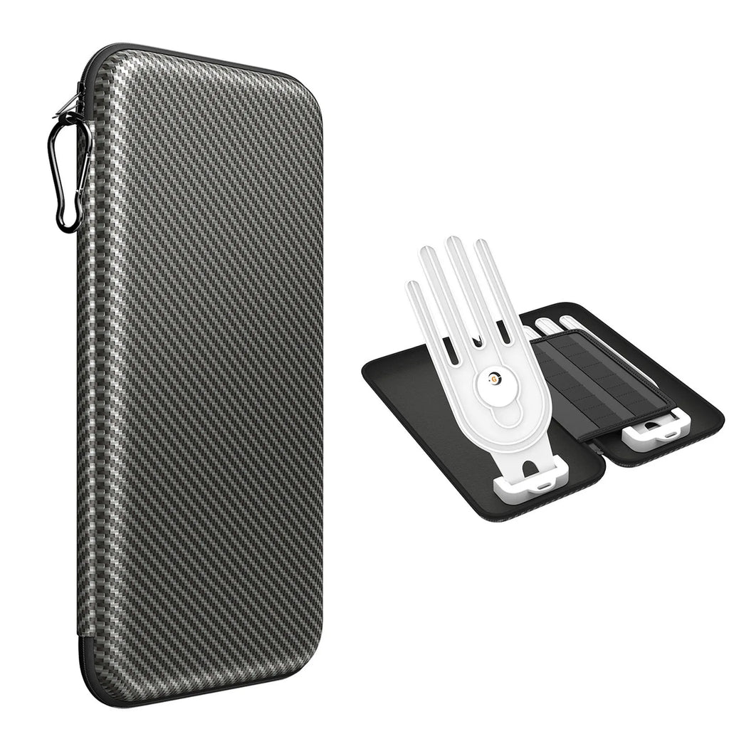 Silver grey golf glove storage bag with two metal support brackets