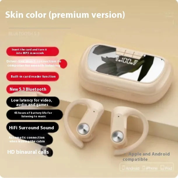 Sports running in-ear headset with ear hook design, PC ABS material, available in Black Q2S colour