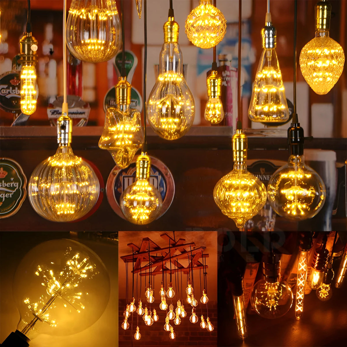 Gypsophila LED decorative bulb G80 E27 screw base warm yellow 2300K aluminium glass