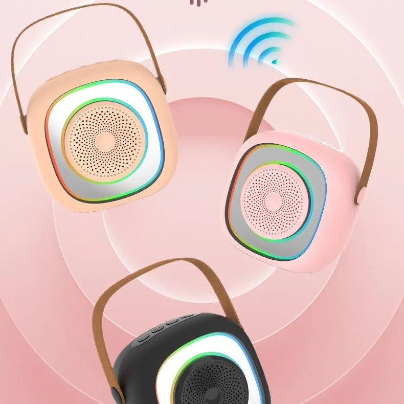 Wireless karaoke microphone with Bluetooth audio component in wheat-accented colour option