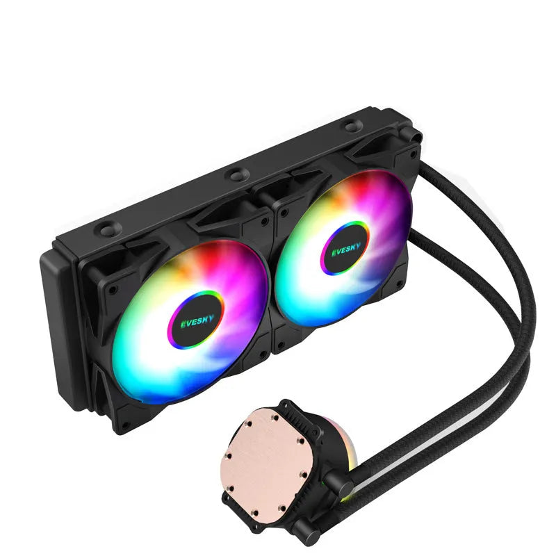 Aluminium CPU radiator with RGB fans in 120mm, 240mm, and 360mm size options