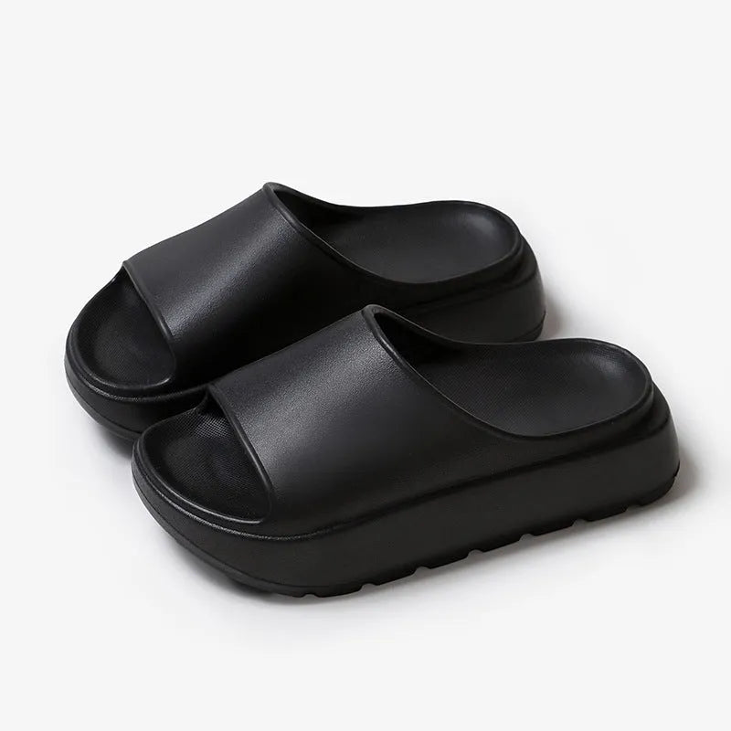 Women's fish mouth slippers with a thick light-coloured sole, shown in a beige colour option.