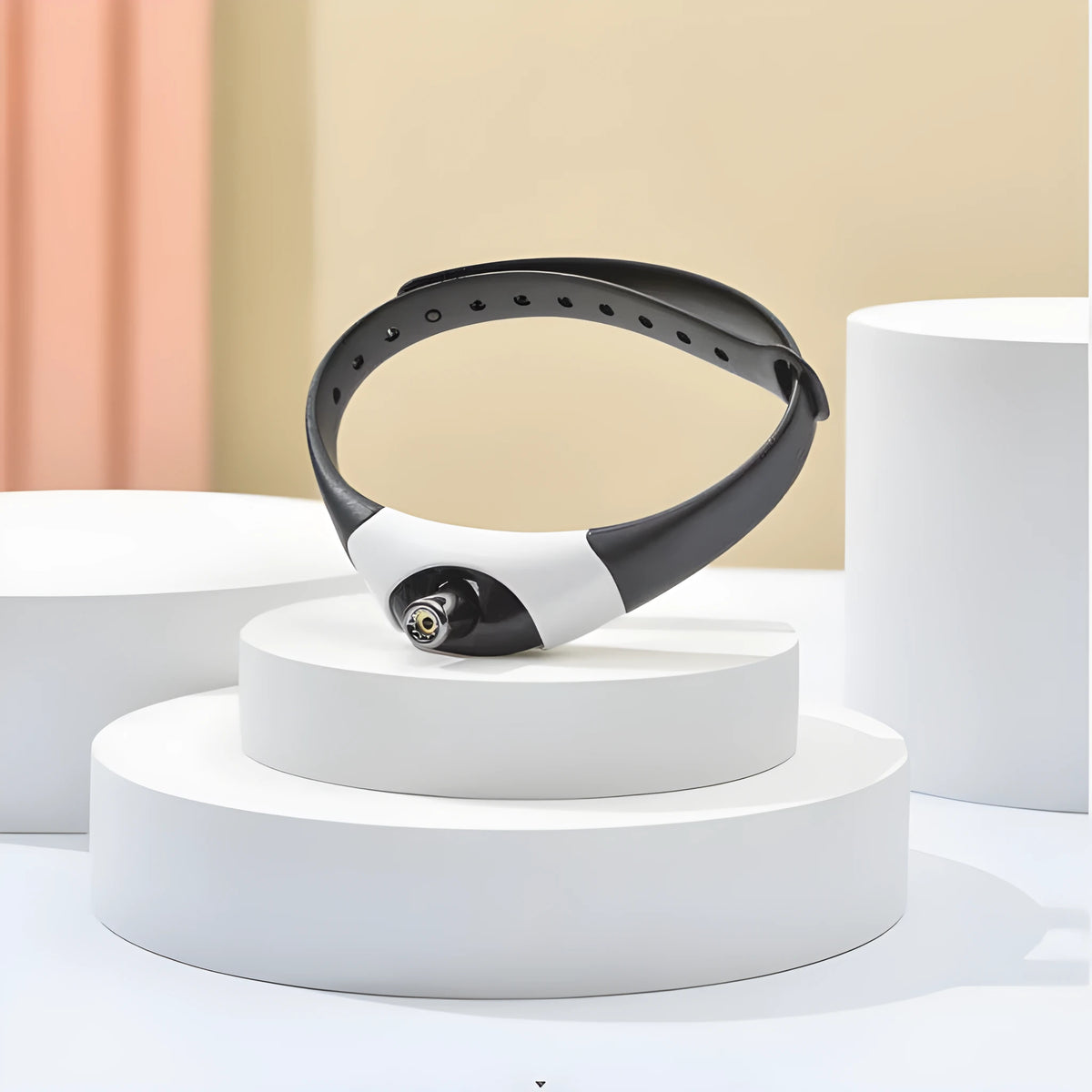 Pet cat toy laser collar in ABS material black colour simple style attached to collar