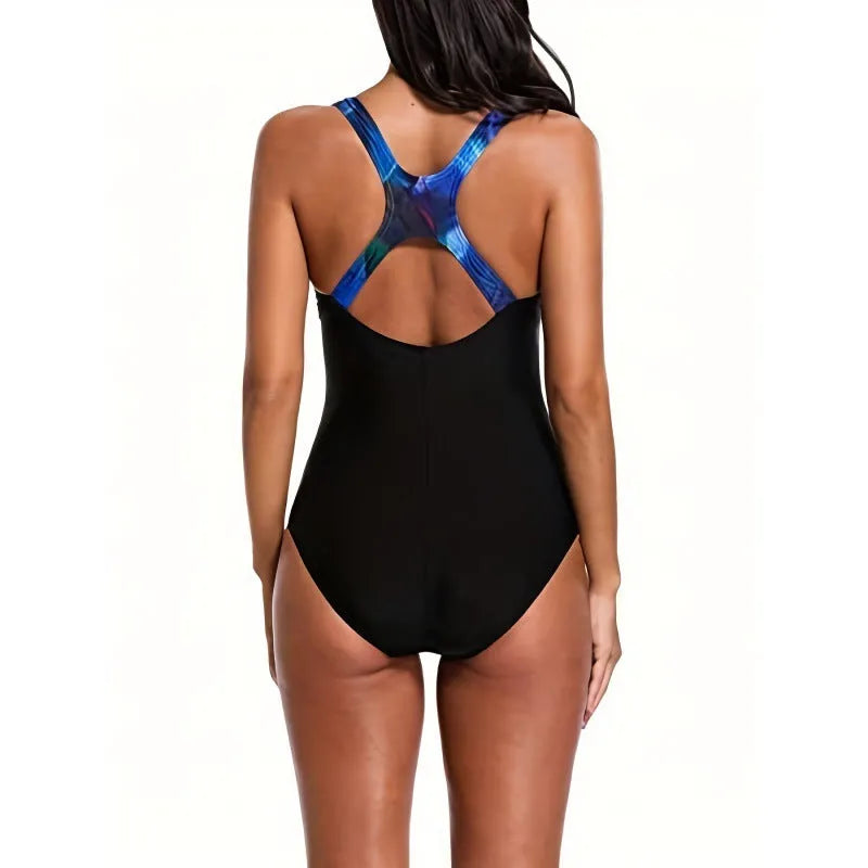 Women's oversized printed floral one-piece swimsuit with backless design and high elasticity fabric