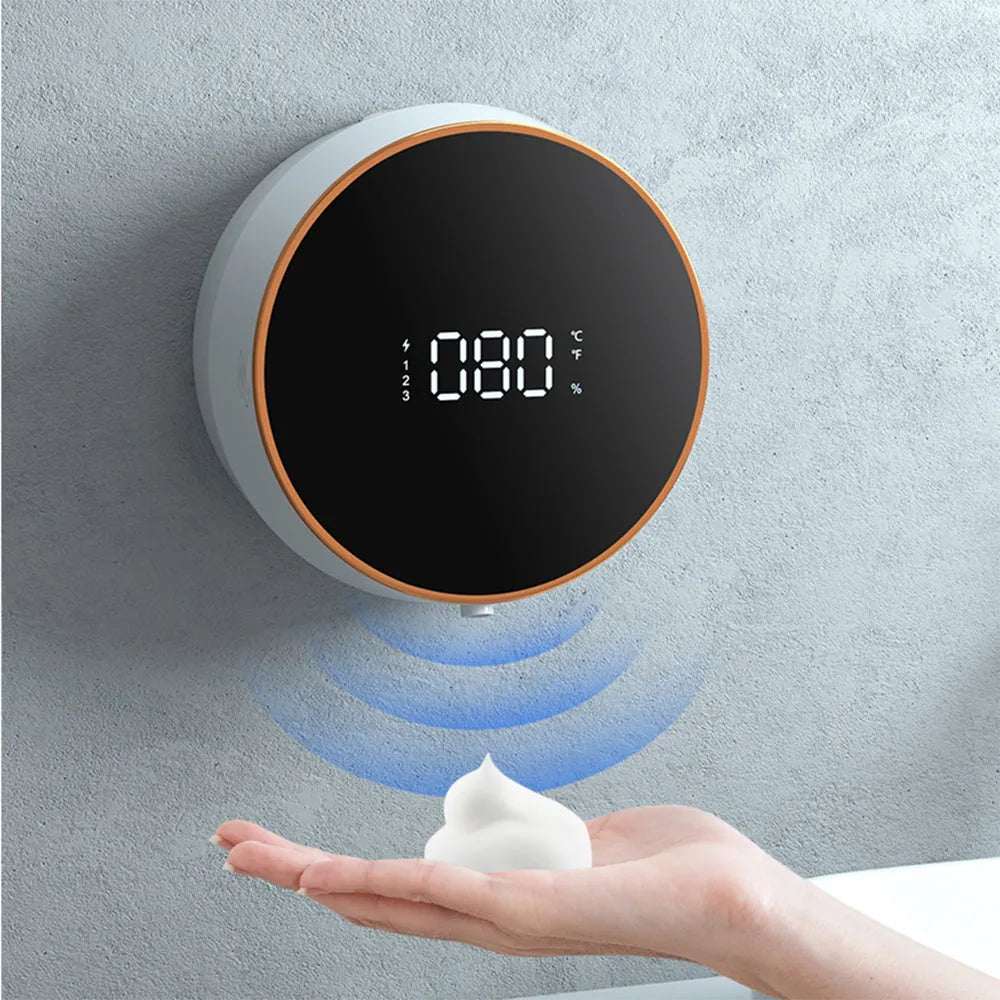 Smart sensor foam dispenser with USB charging port mounted on bathroom wall